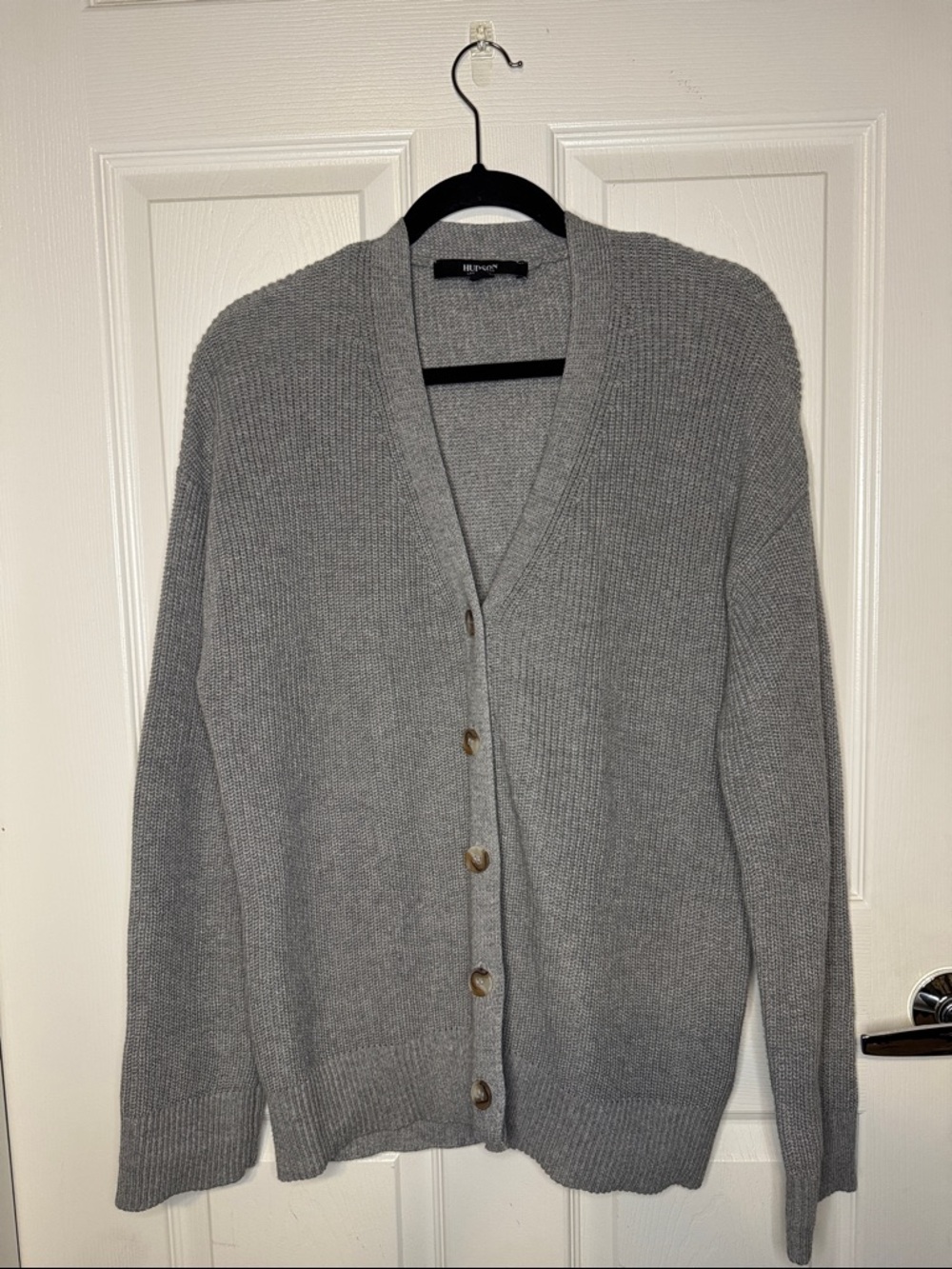 Hudson Jeans Men's Light Gray Button V-Neck Cardigan